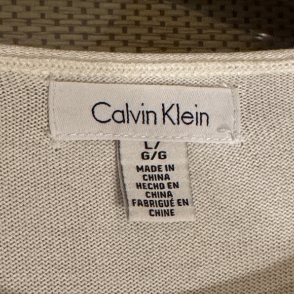 Calvin Klein Ivory Long Sleeve Top with Studded Detail - Picture 2 of 5